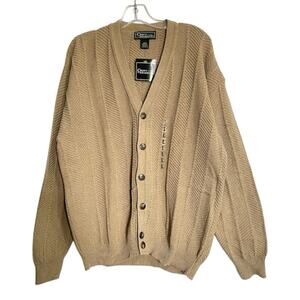 Vintage 90s Croft & Barrow Sweater Cardigan Large Tan Men NWT Deadstock Grandpa